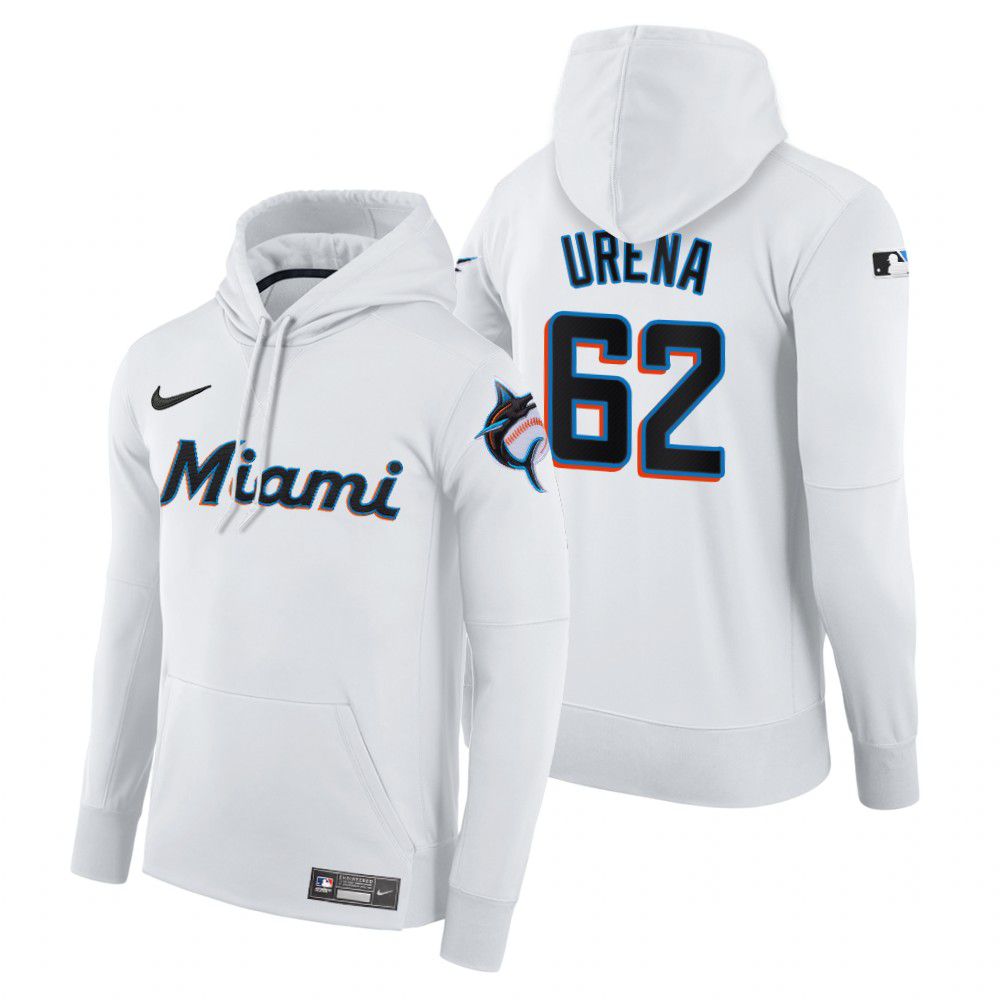 Cheap Men Miami Marlins 62 Urena white home hoodie 2021 MLB Nike Jerseys